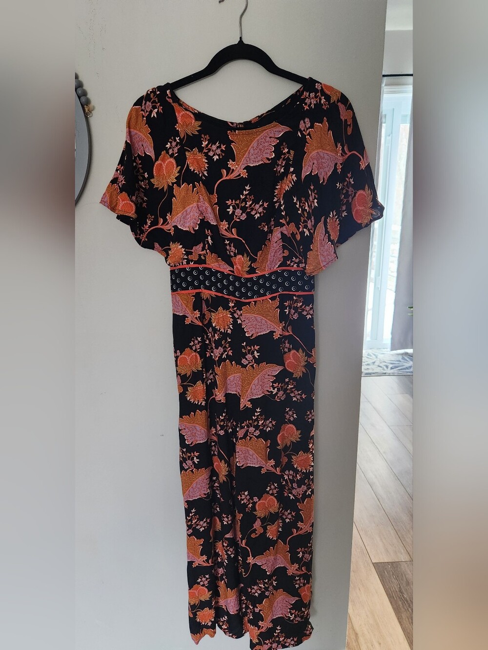 Anthropologie Maeve Belted Botanical Cropped Jumpsuit